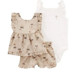 NWT Carters NB Summer Tank and Shorts Tropical Palm Trees Newborn